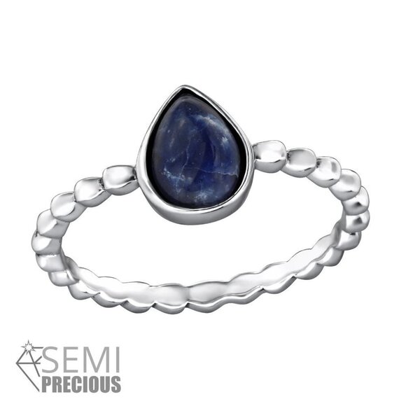 Sterling Silver Lapis Lazuli Tear Drop Ring - Picture 1 of 4